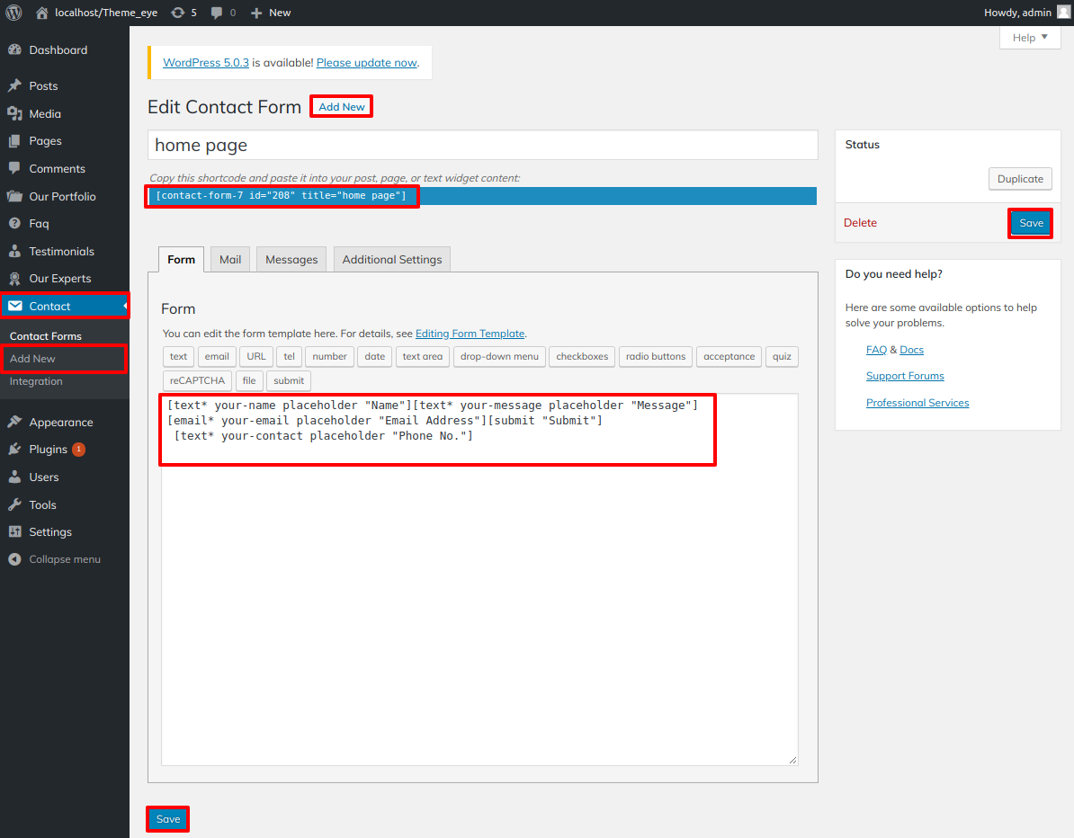 set Newsletter section