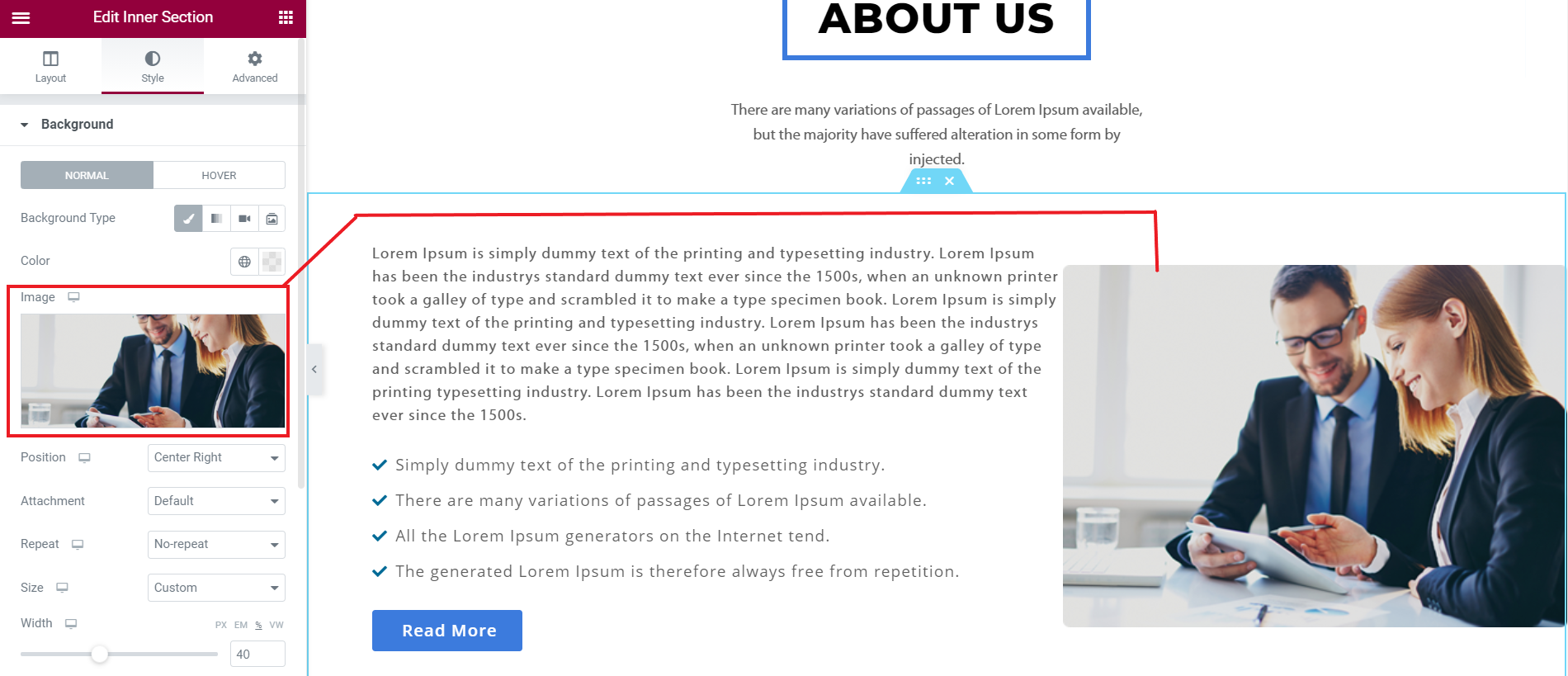 set Services section