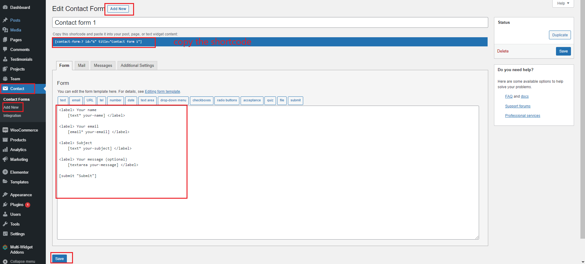 Final display of Contact Us section