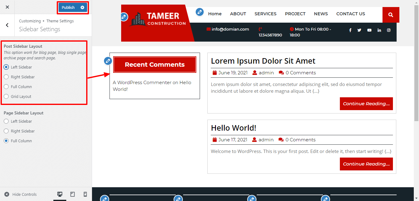 post Sidebar Layout