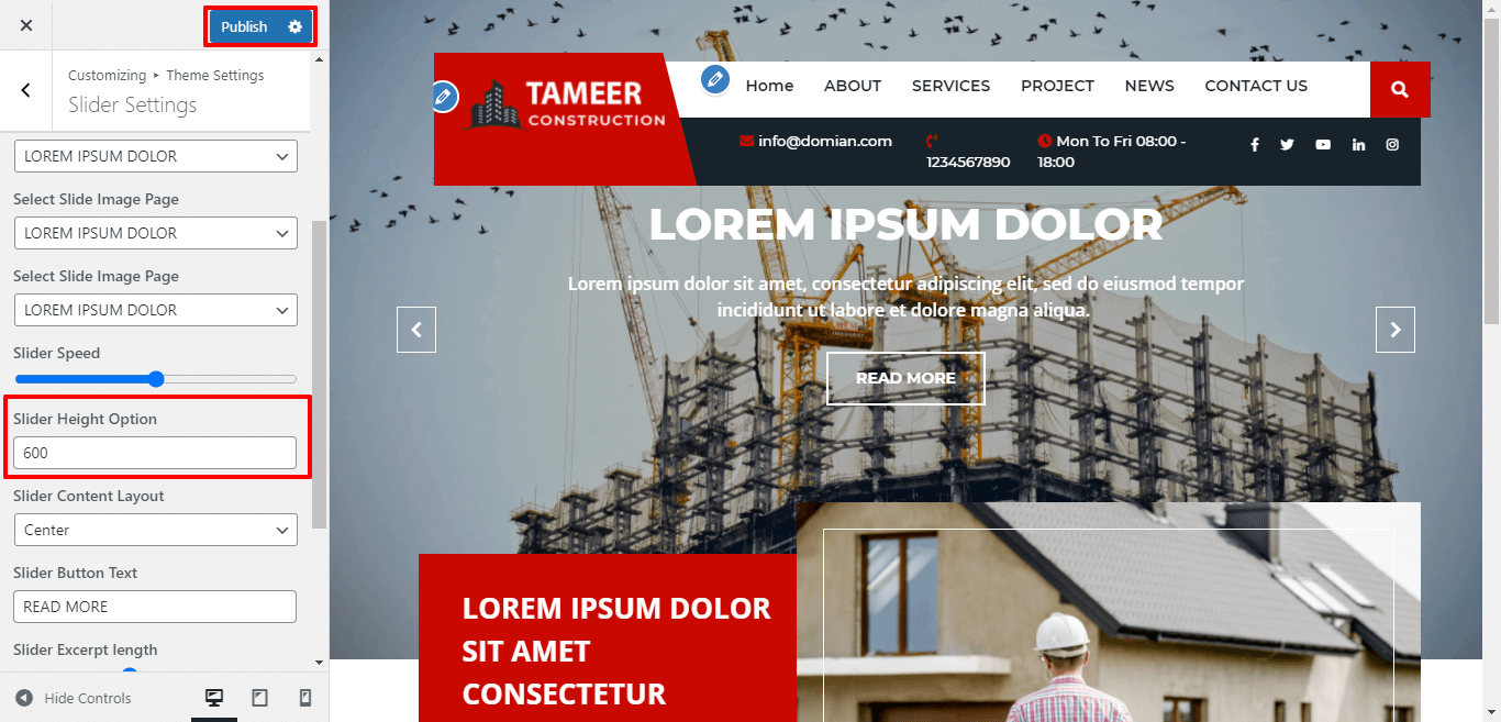 Slider Height