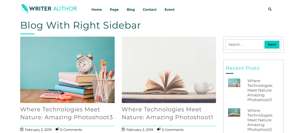 select Blog With Right Sidebar template