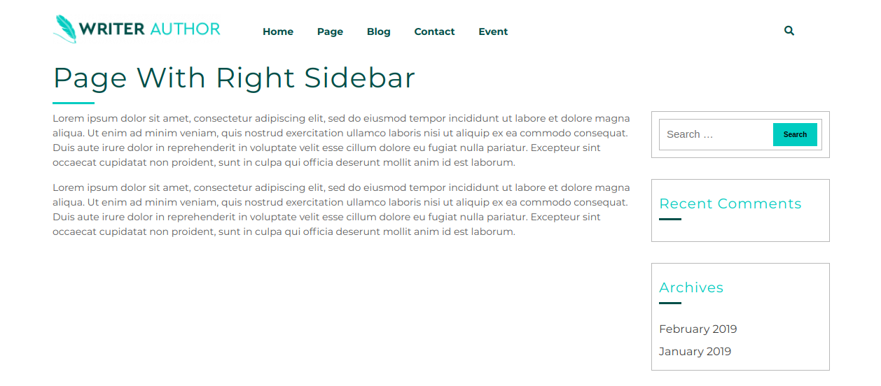 select Page With Right Sidebar template