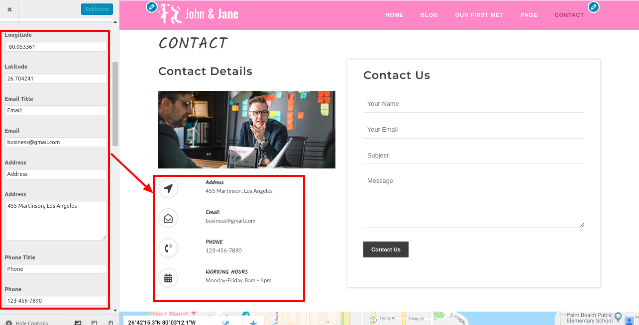 select Contact Page template