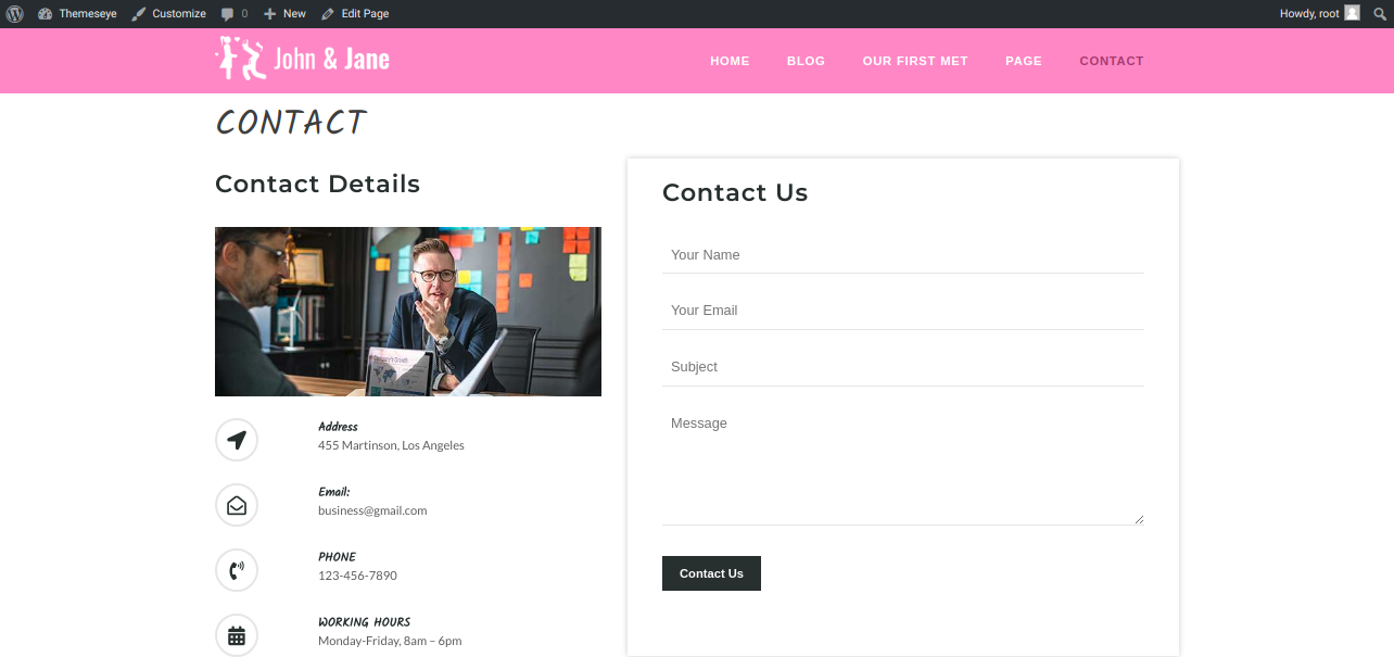 select Contact Page template