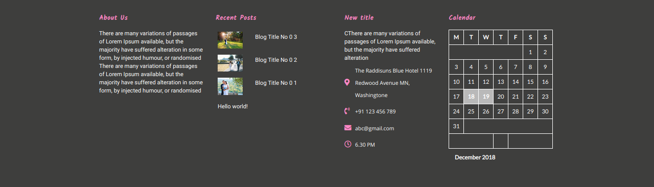 set Footer section