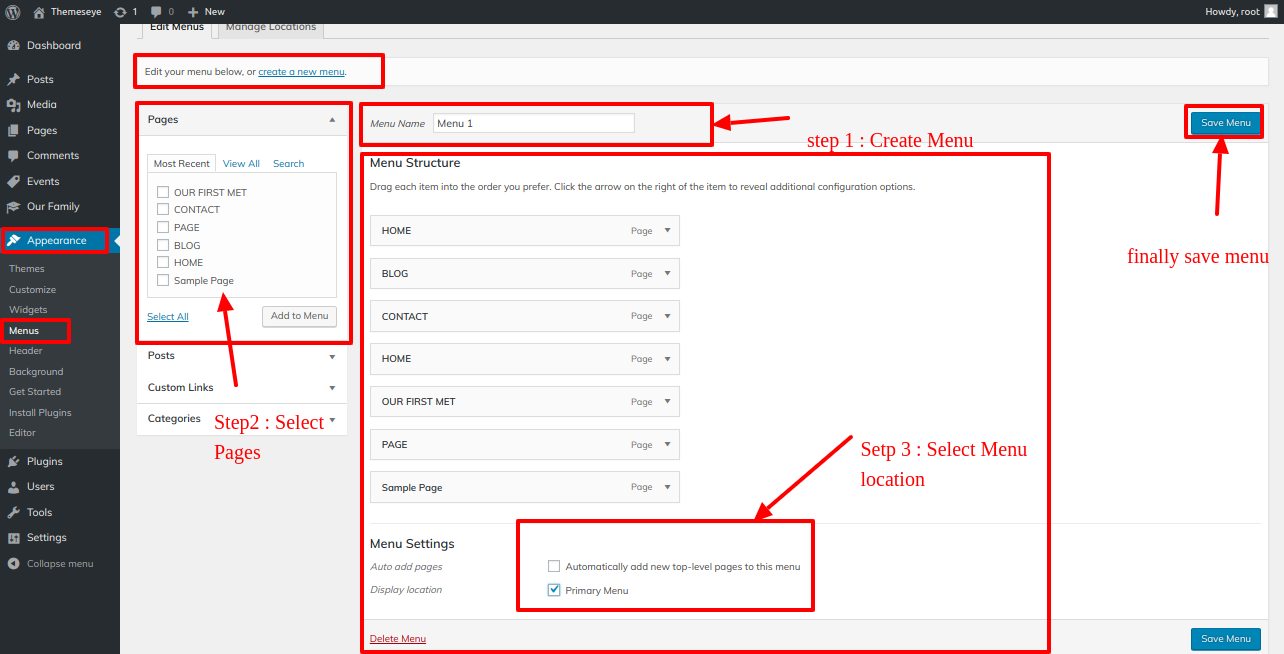 Create a Menu