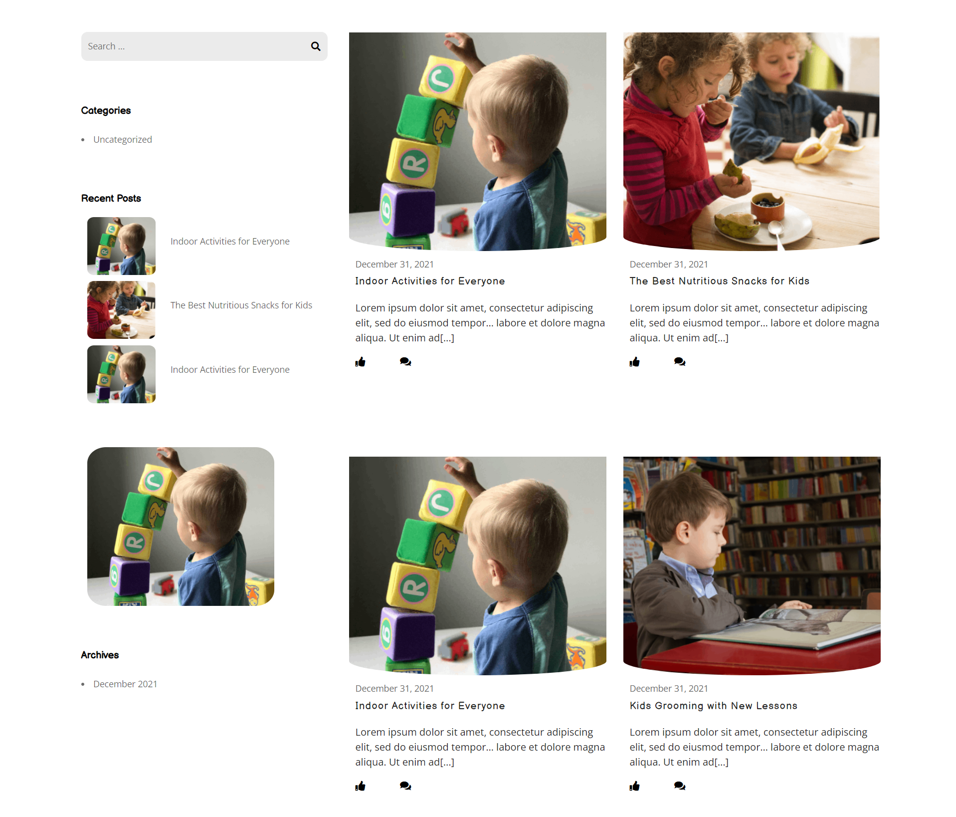 select Blog With Left Sidebar template