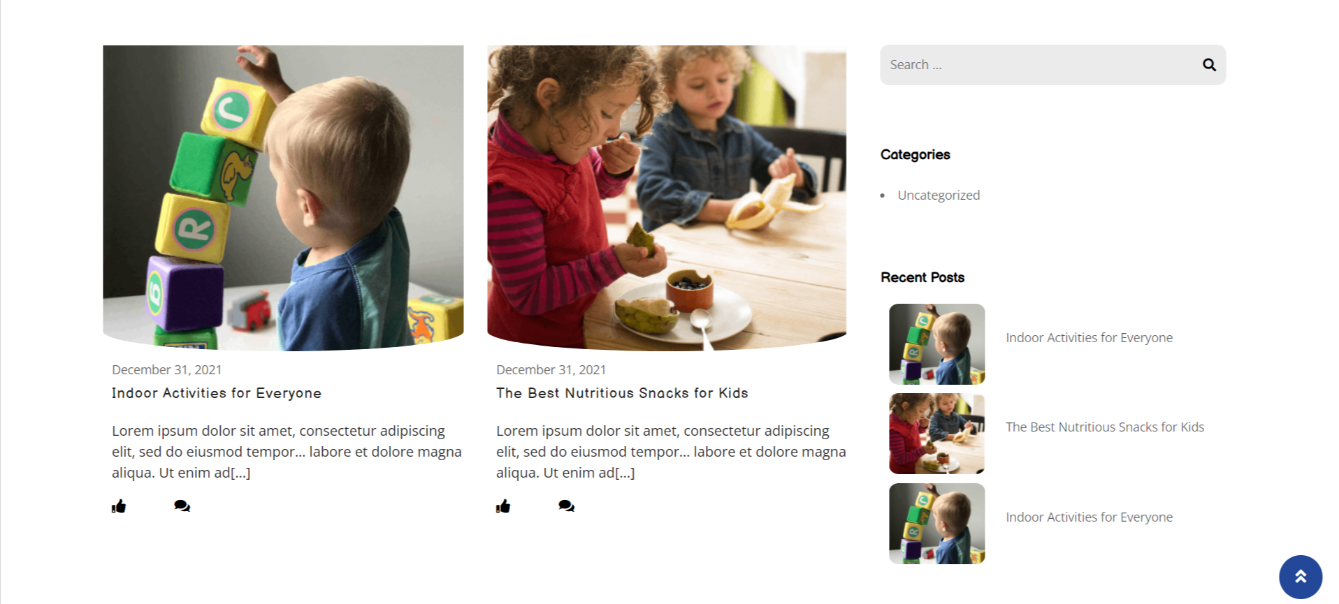 select Blog With Right Sidebar template