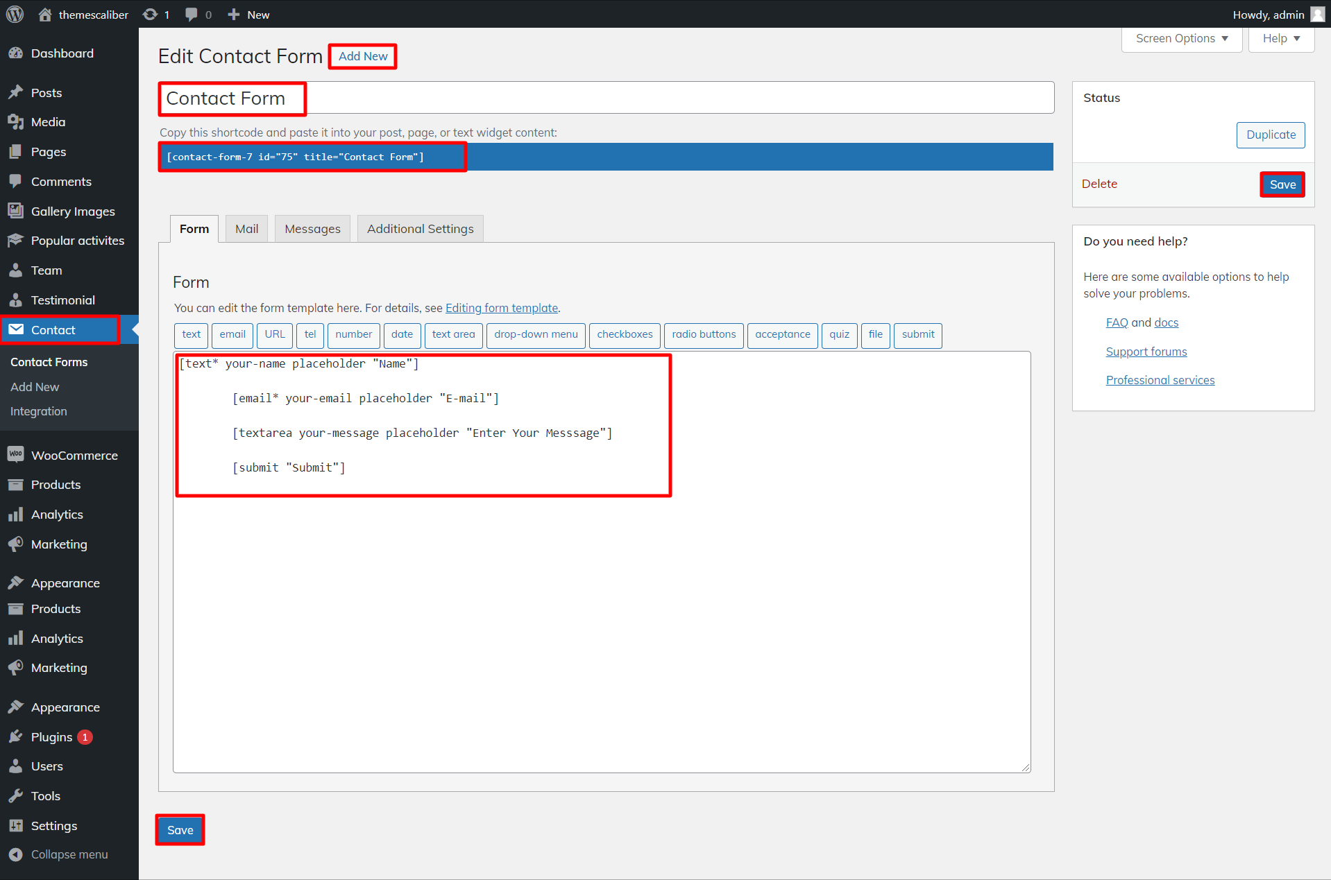 set Newsletter section
