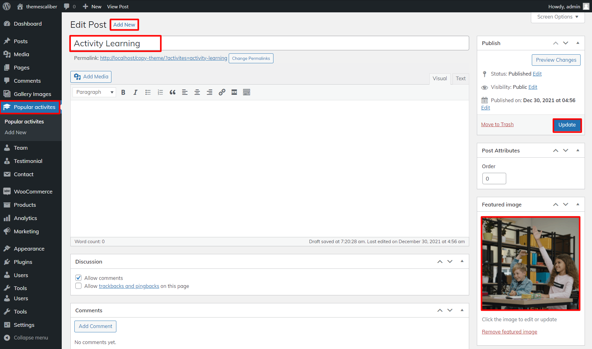 set about us section