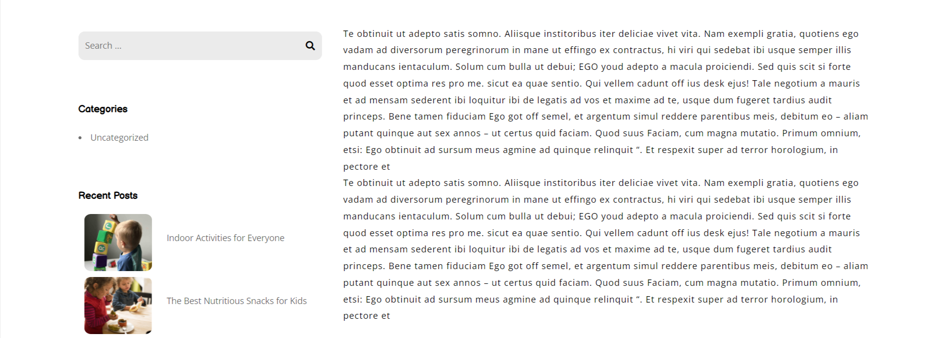 select Page With Left Sidebar template