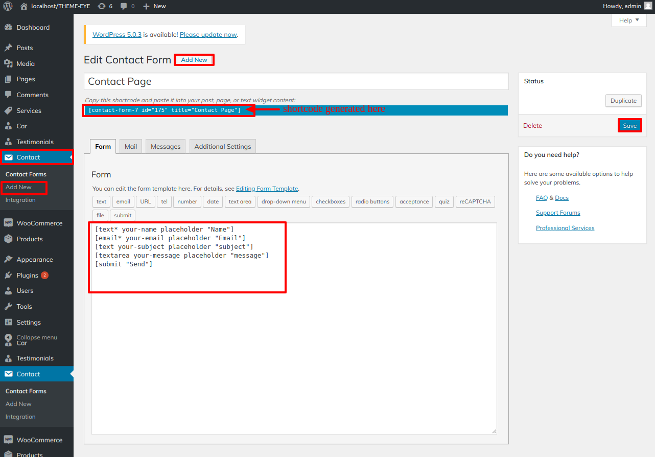 set Newsletter section