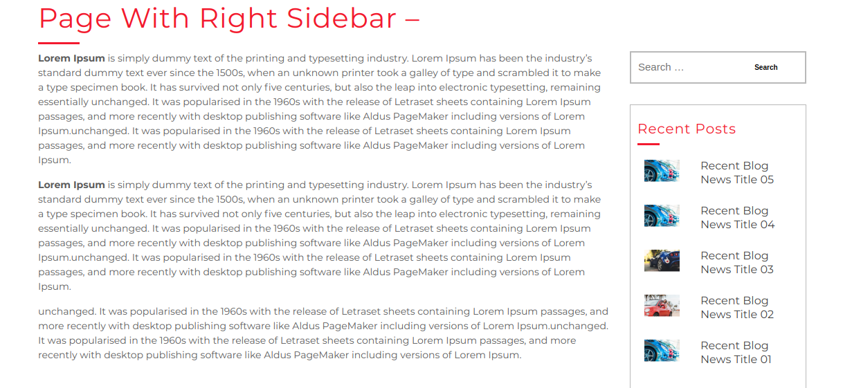 select Page With Right Sidebar template