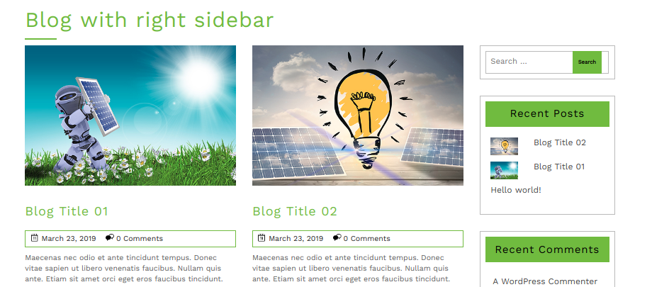 select Blog With Right Sidebar template