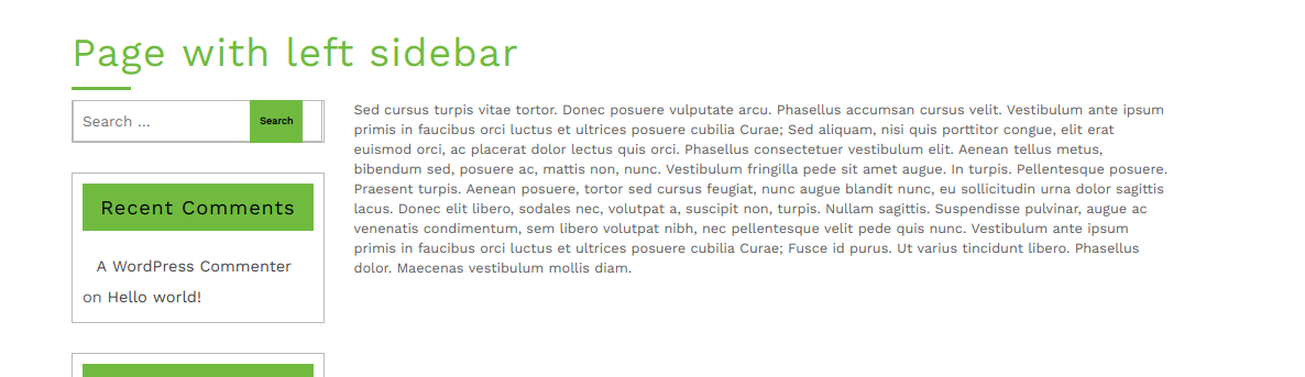 select Page With Left Sidebar template