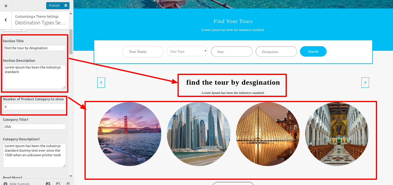 set Product Tab section