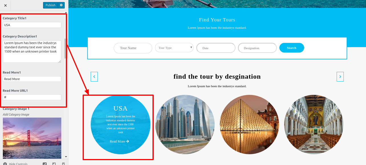 set Product Tab section