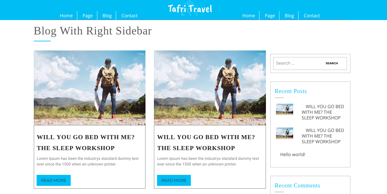 select Blog With Right Sidebar template