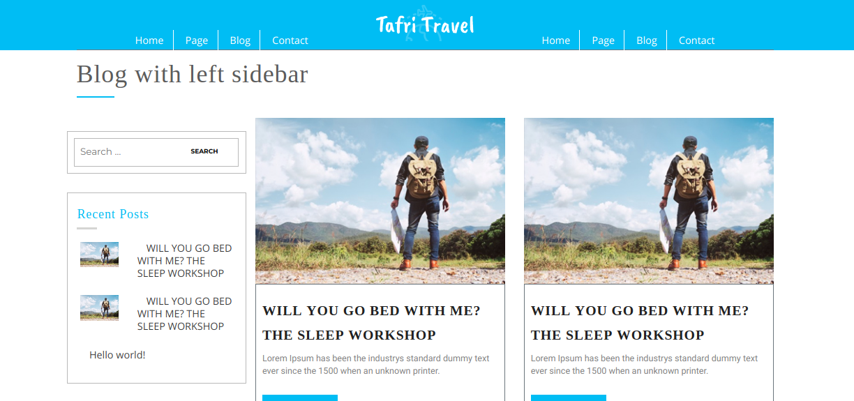 select Blog With Left Sidebar template