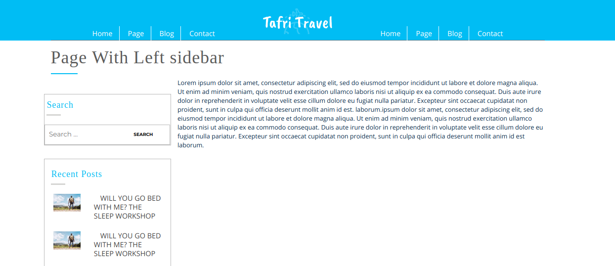 select Page With Left Sidebar template