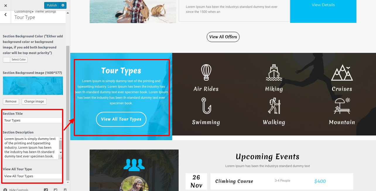 set Testimonial section