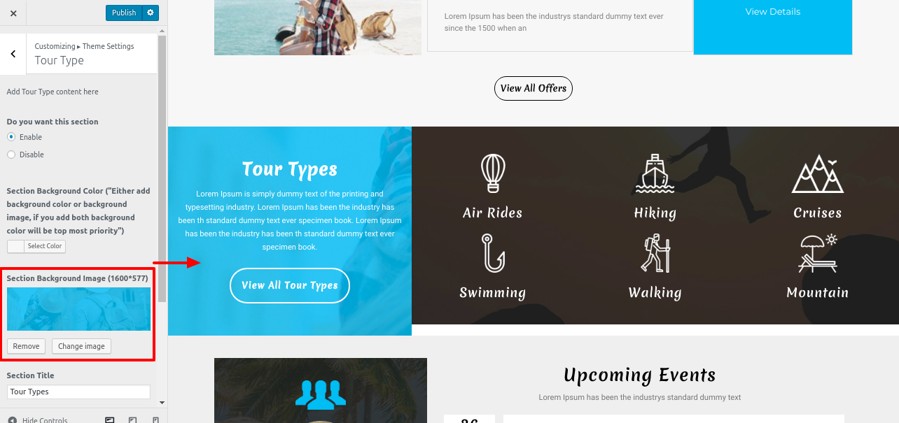 set Testimonial section