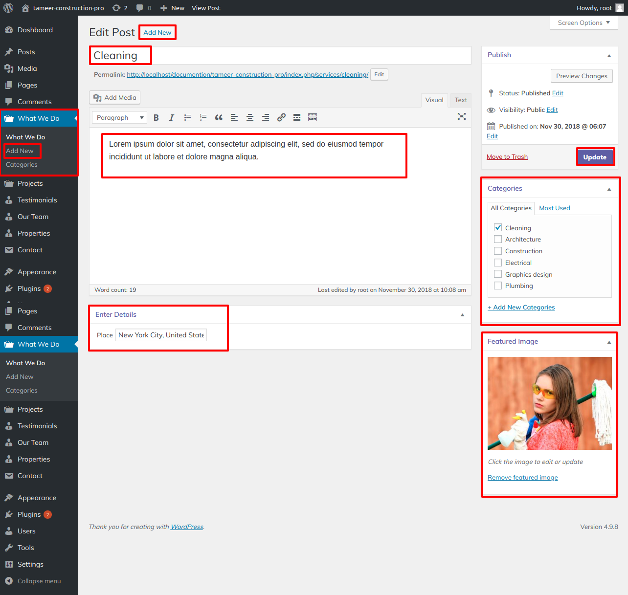 set tab section