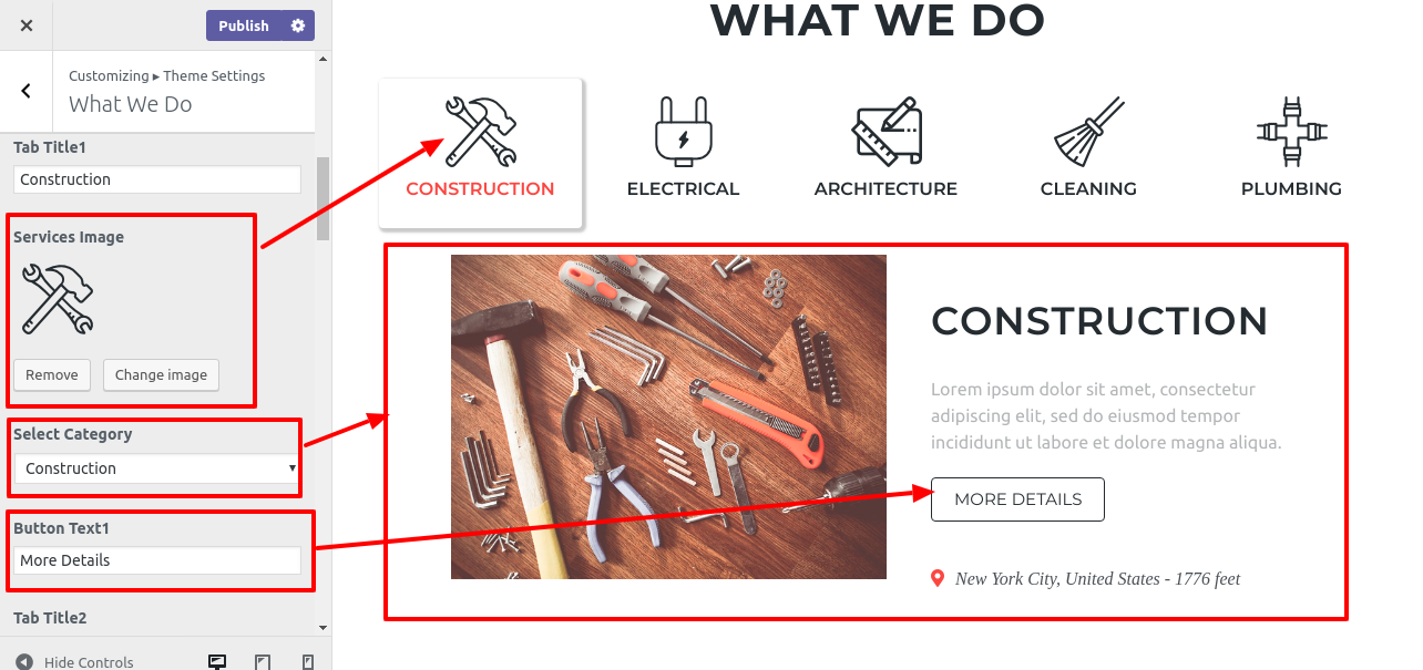 set Product Tab section