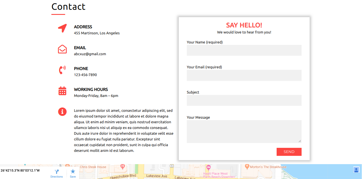 select Contact Page template