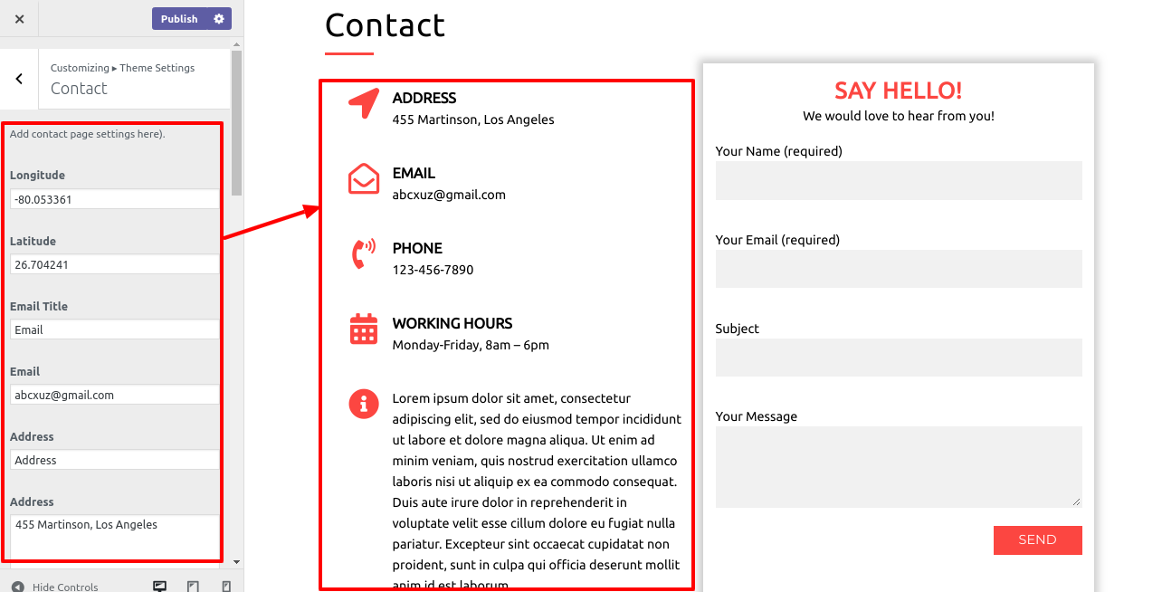 select Contact Page template
