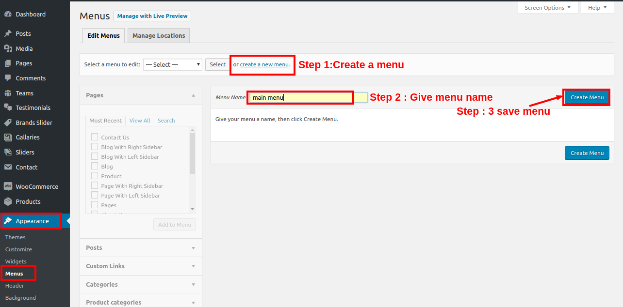 Create a Menu