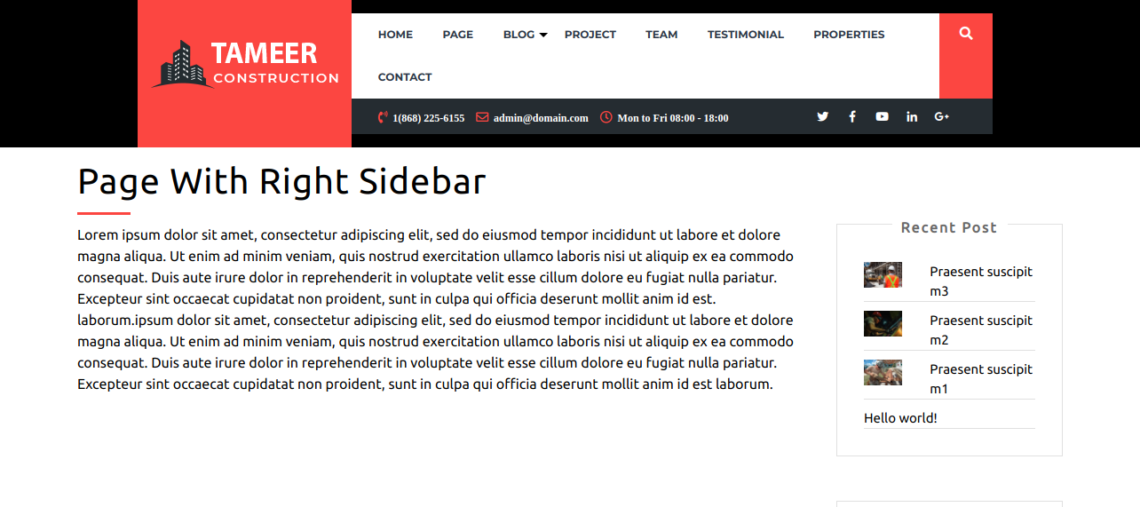 select Page With Right Sidebar template
