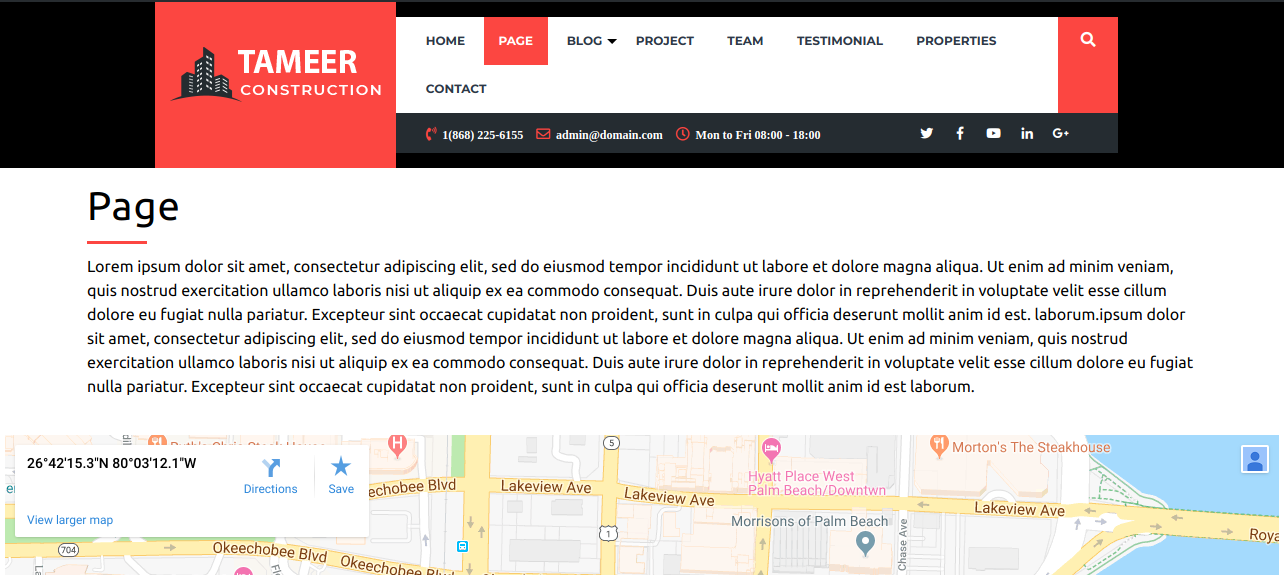 select Full Width Page template