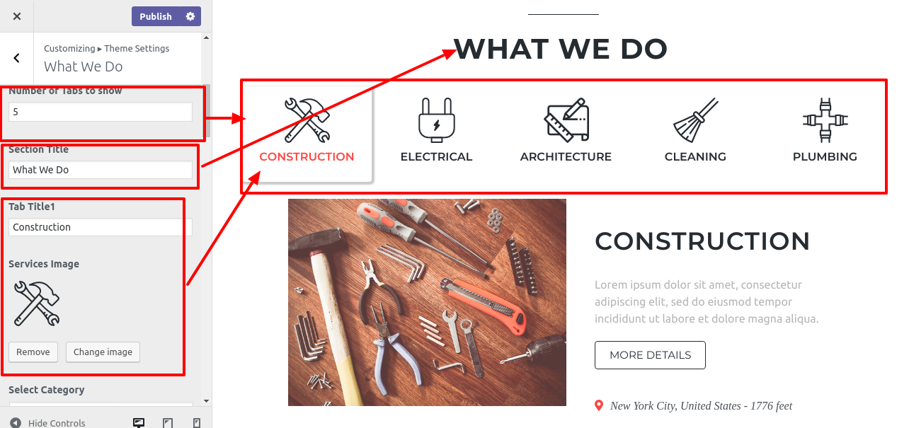 set Product Tab section