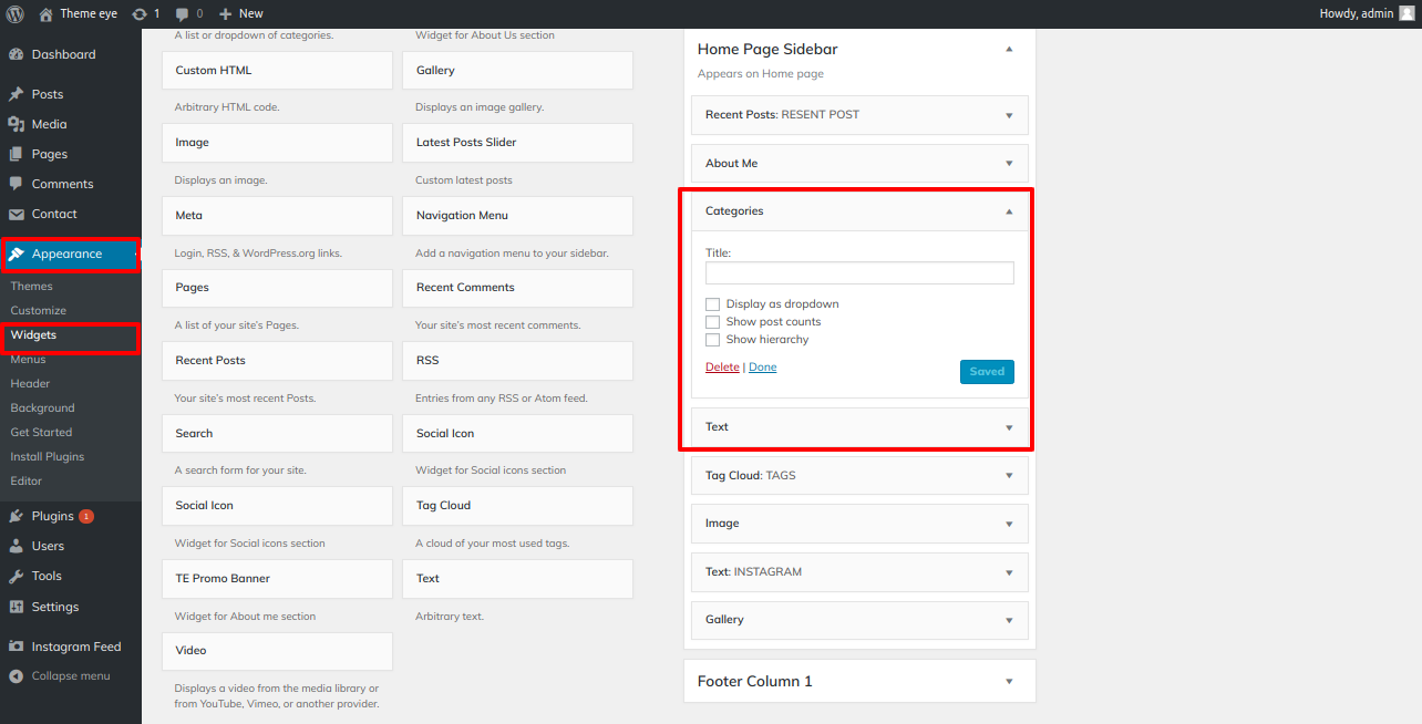 set Footer section