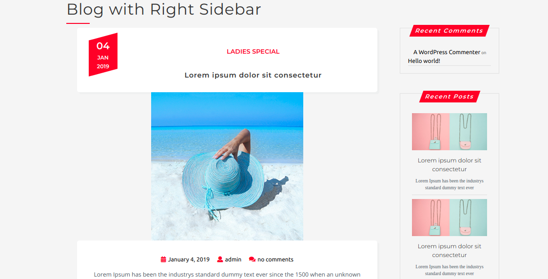 select Blog With Right Sidebar template