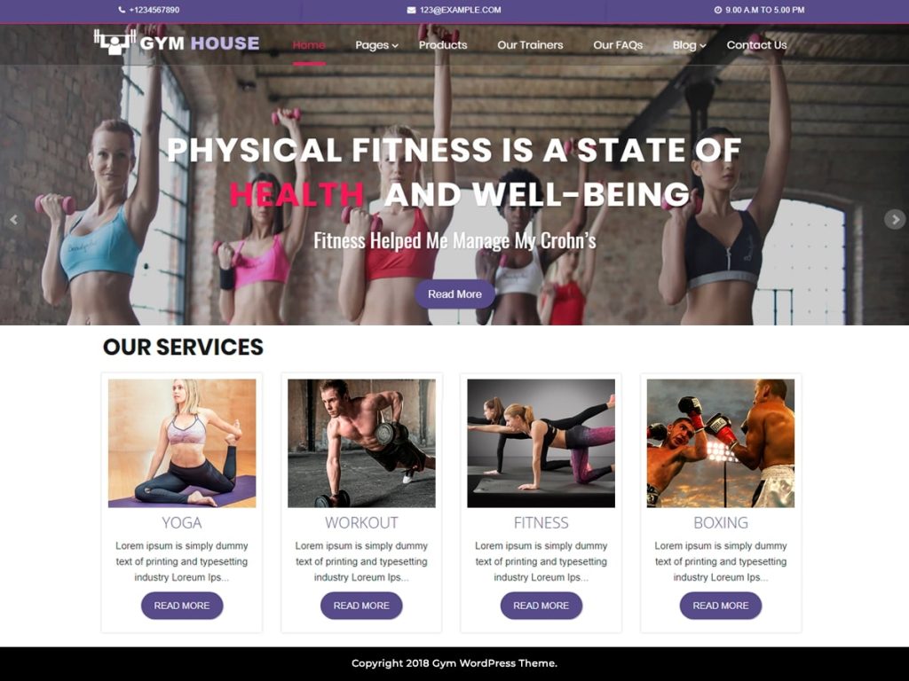 Premium Fitness WordPress Theme - Themes Eye