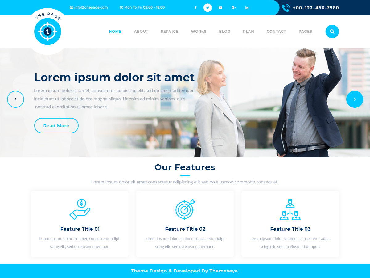 Best Free  One  Page  WordPress  Theme  for Diverse Websites